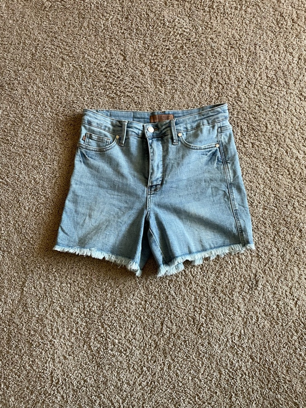 Judy Blue Light Wash Frayed Hem Denim Shorts